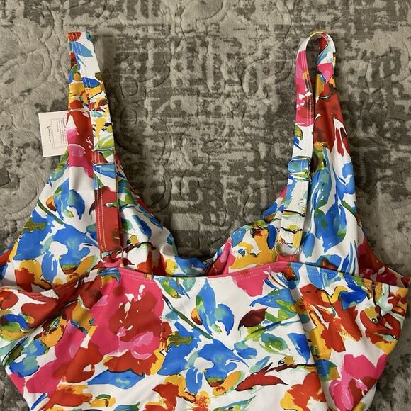 B2prity One Piece Floral Swim Suit Size 2XL Tummy Control V Neck Swimsuit - Picture 10 of 11